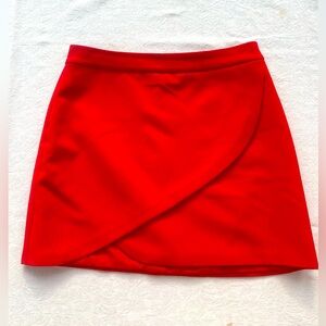 Alice and Olivia Dasia Asymmetric Mini Skirt in Cherry Red, size 6